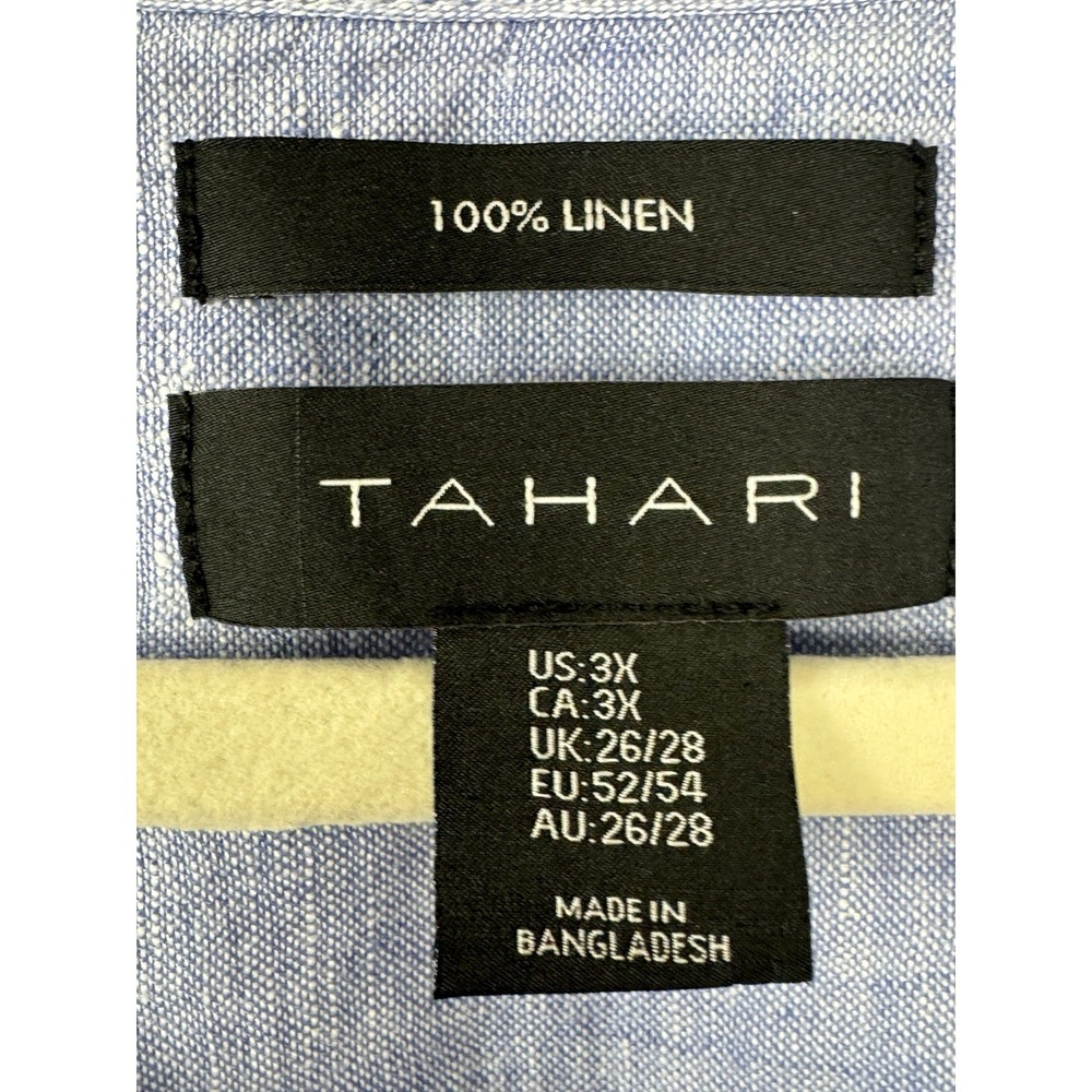 Tahari Womens 3X Linen Top Button Down Blouse Roll Tab Sleeve Coastal Cottage - Picture 7 of 11